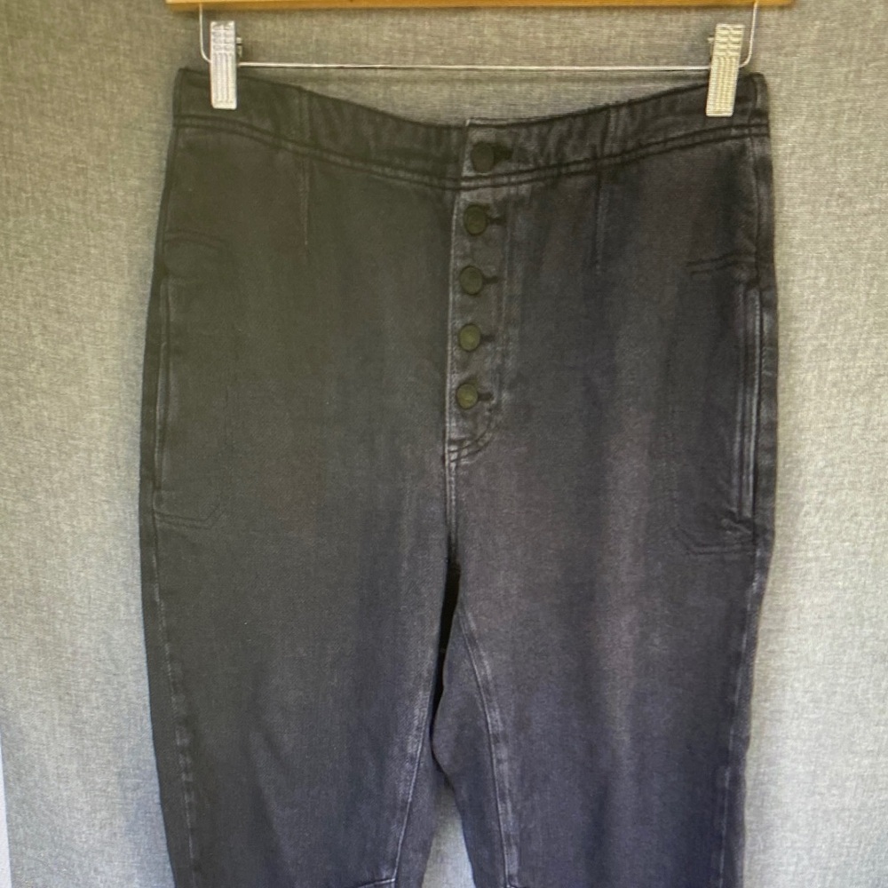 High-Waist Button Front Black Jeggings